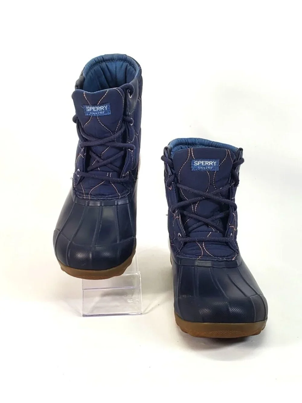 Sperry Girl's Blue Fabric/ Rubber Port Duck Waterproof Boots Size 5M 1346